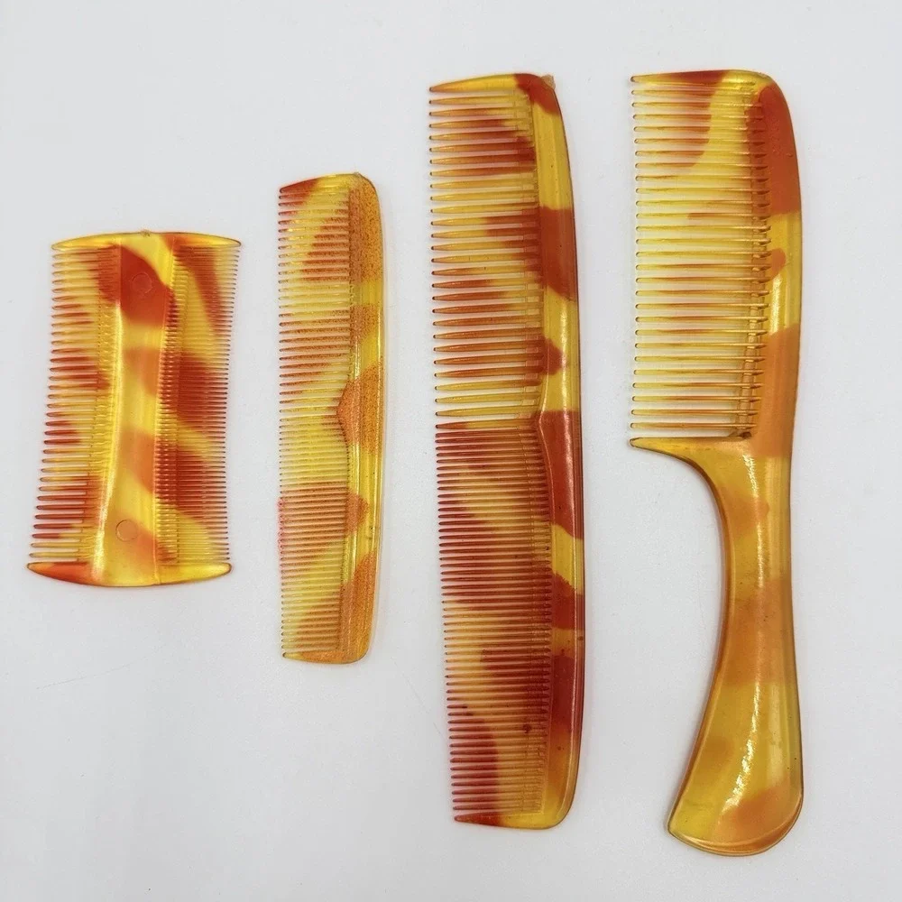 Vintage Faux Tortoiseshell Comb Lot‎ No 217 No 220 Vanity Hair Grooming Set of 4